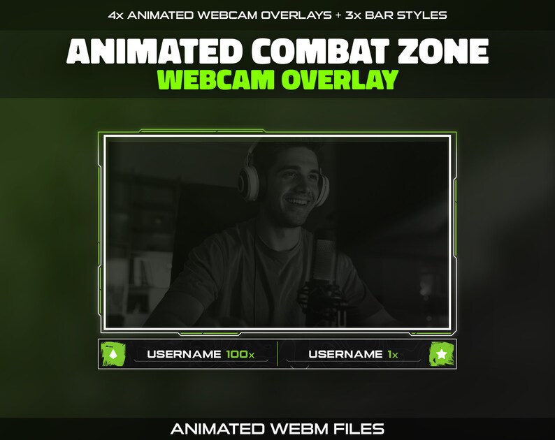 Combat Zone Animated Webcam Overlay: White Frame (WEBM Files) - Etsy
