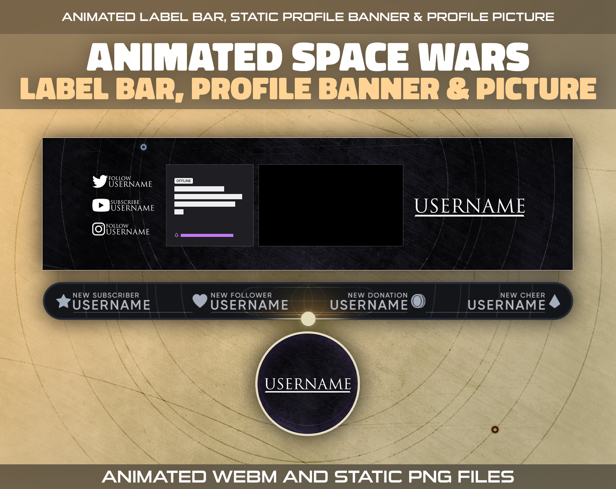 Animated Space Wars Twitch Overlay Package for Streamers | Dark Mystery ...