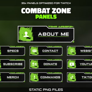 Combat Zone Twitch Panels: Military Green Streamer Profile Setup (Digital Download