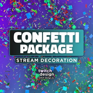 Animated Confetti Twitch Overlay Package | 4x different Falling Confetti Stream Decorations | Celebrate Happy Birthday Stream Add-on for OBS
