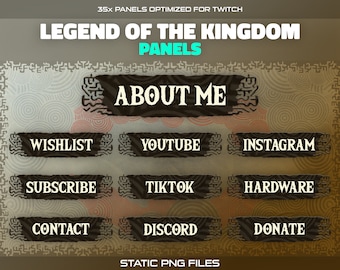 Twitch Panels: Legend of the Kingdom Fantasy Stream Profil Info Buttons Paket