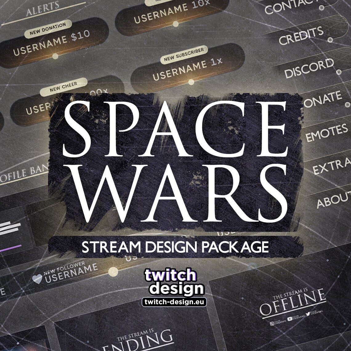 Animated Space Wars Twitch Overlay Package for Streamers | Dark Mystery ...