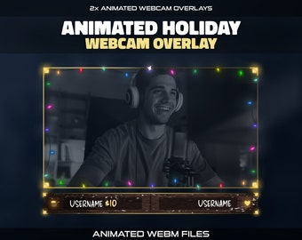 Animated Christmas Light Webcam Overlay: Cozy Stream Border (WEBM Files)