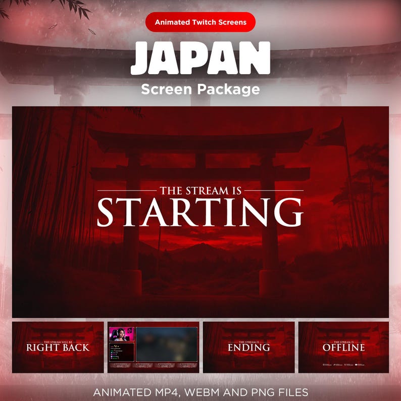 Animated Japan Twitch Overlay Package for Streamers | Asian, Japanese ...