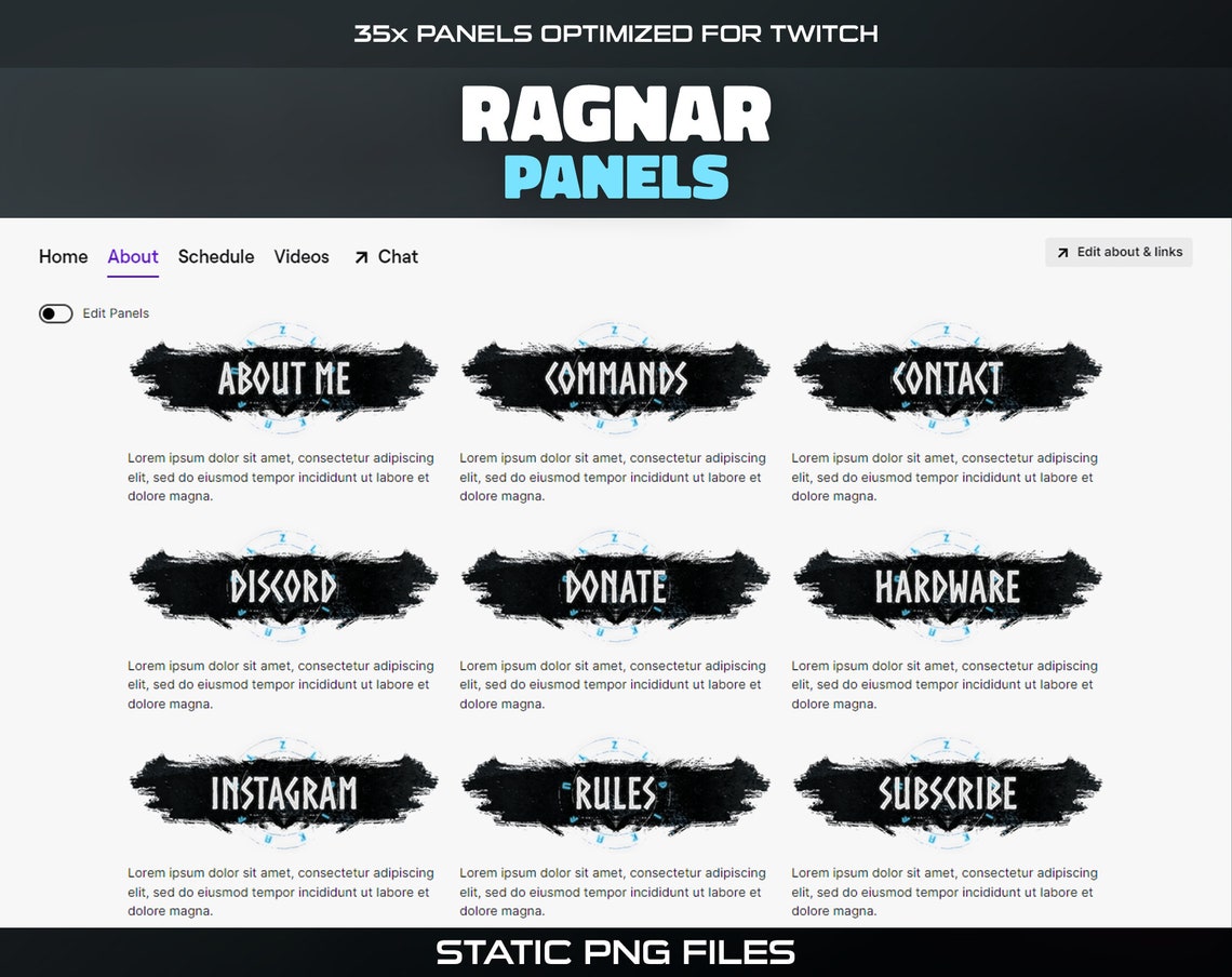 Ragnar Twitch Panels | 35x Dark Vikings God Rune Stream Panels for Your ...