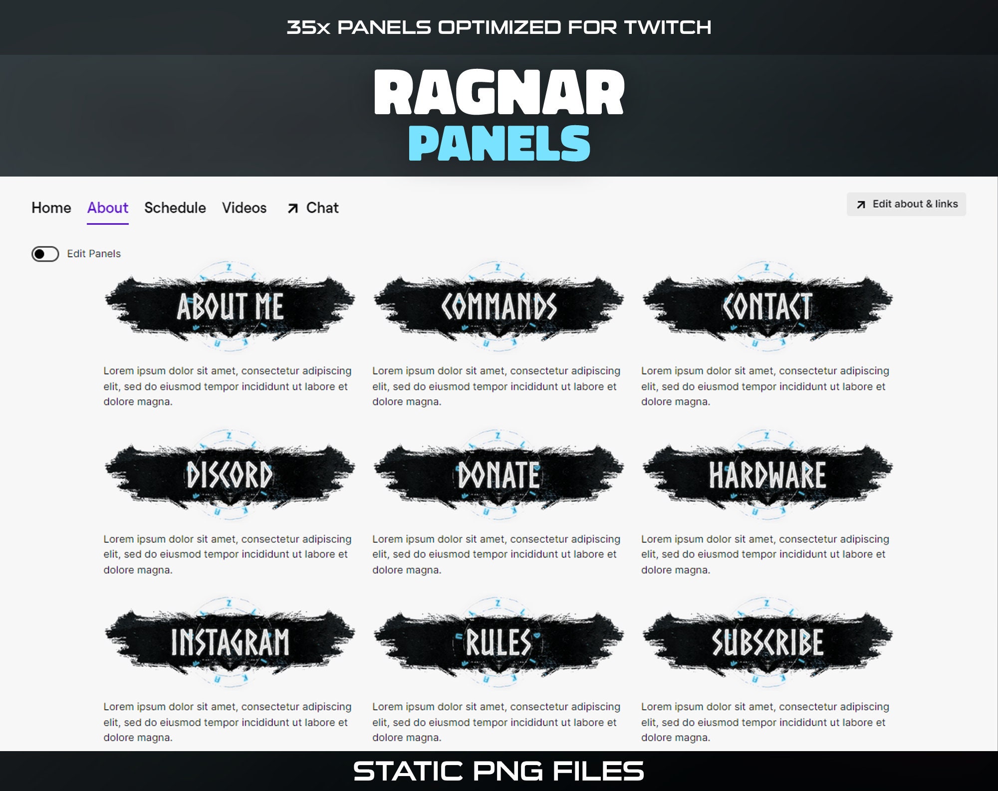 Ragnar Twitch Panels | 35x Dark Vikings God Rune Stream Panels for Your ...