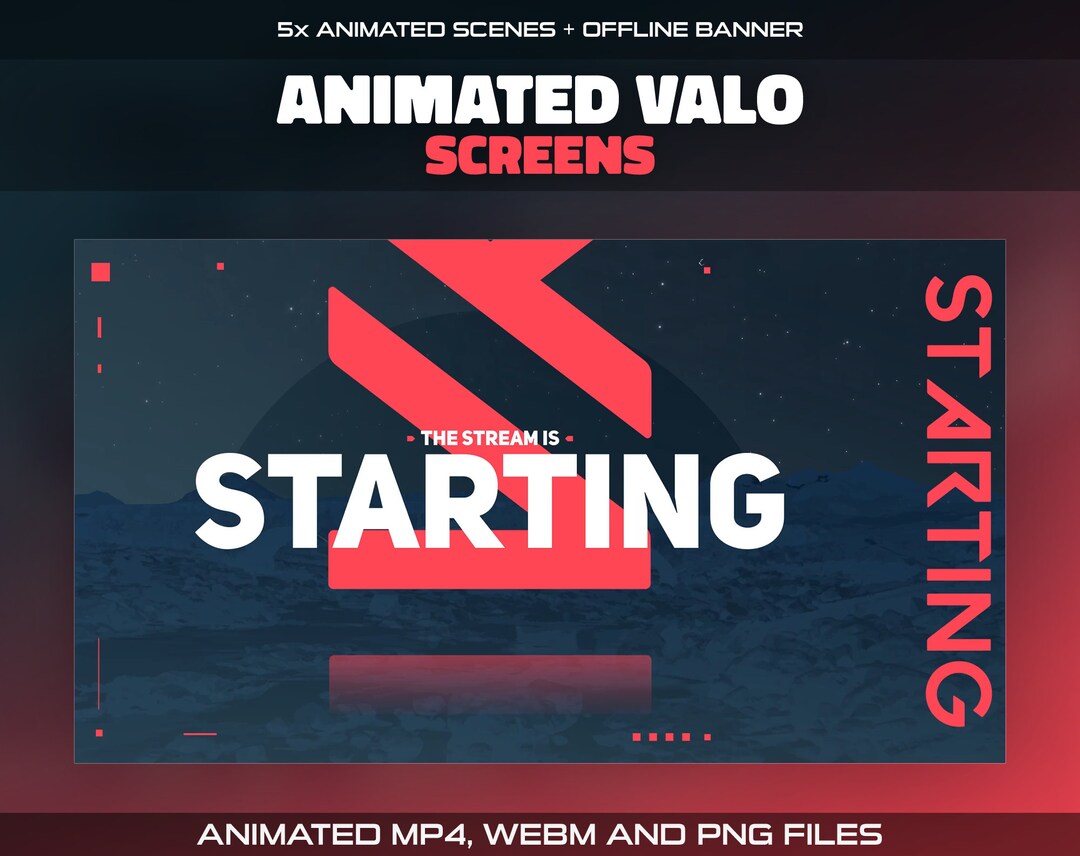 Brb Rust Streams Animated Valo Twitch Screens: Dark Blue & Red Stream Overlay for OBS ...