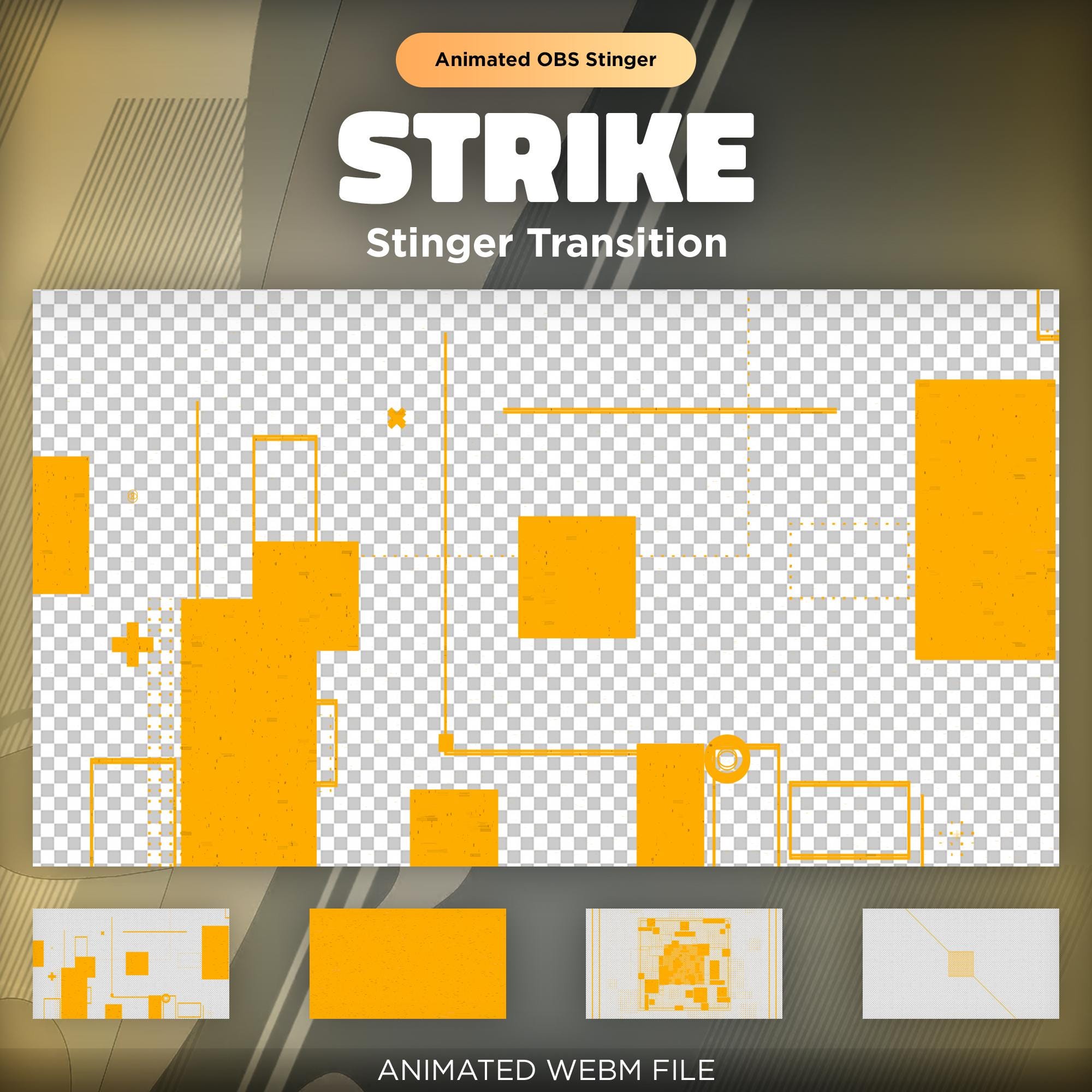 Animated Strike Stinger Transition: Yellow Stream Overlay (.WEBM File)