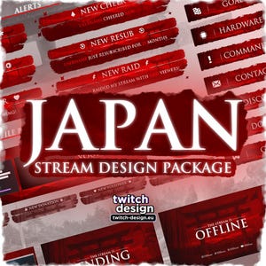 Animated Japan Twitch Overlay Package for Streamers | Asian, Japanese, OBS Webcam Frames, Screens/Scenes, Panels, Alerts, Stinger & Banner