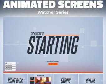 Animated Gray Watcher Twitch Screens: Stream Overlay (MP4, PNG, WEBM)