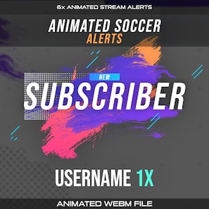 Soccer Twitch Alerts: Animated Football Sports Stream Overlay (Follower, Sub, Donation, Raid, Resub, Cheer)