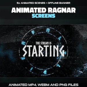 Animated Viking Twitch Screens: Dark Norse Stream Overlay for OBS – Starting, BRB, Intermission, Ending, Offline