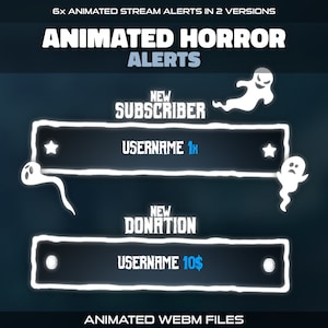 Horror Twitch Alerts: Animated Spooky Halloween Stream Overlay (Follower, Sub, Donation, Cheer, Host, Raid)