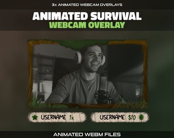Animated Survival Stream Webcam Overlay: Forest Frame (WEBM, PNG)