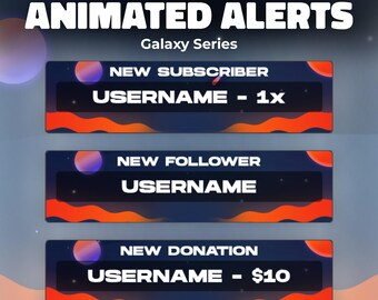 Galaxy Twitch Alerts: Animated Dark Space Stream Overlay (Follower, Sub, Donation, Raid, Resub, Cheer)