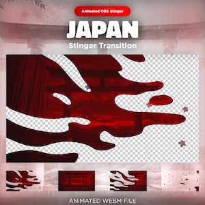 Animated Red Japan Stinger Transition for Twitch & OBS | Stream Overlay Scene Switch for Streamers