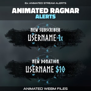 Ragnar Twitch Alerts | 6x Animated Vikings God War Stream Alerts | Nordic | Mystic | Fantasy | Sub, Follower, Donation, Cheer, Resub, Raid
