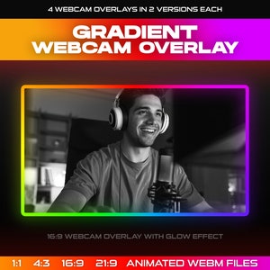 Animated Gradient Webcam Overlay: RGB Rainbow Stream Frame Border (WebM)