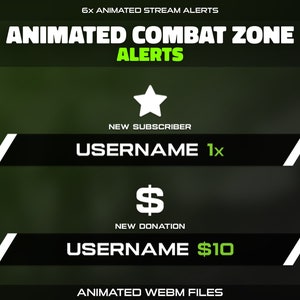 Animated Combat Zone Twitch Stream Alerts | 6x Alerts for War Shooter Streamers | MW2 Overlay | Follower | Subscriber | Donation Overlay