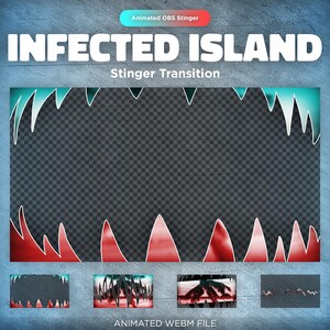 Animated Infected Island Twitch Stinger Transition Overlay | OBS Stinger Scene for Streamers | Dark Horror Tropic Red Blue Animation