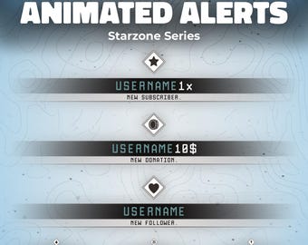 Starzone Twitch Alerts: Animated Future Sci-Fi Space Stream Overlay (Follower, Sub, Donation, Cheer, Resub, Raid)