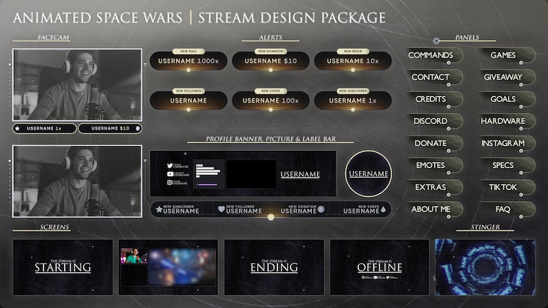 Animated Space Wars Twitch Overlay Package for Streamers | Dark Mystery ...