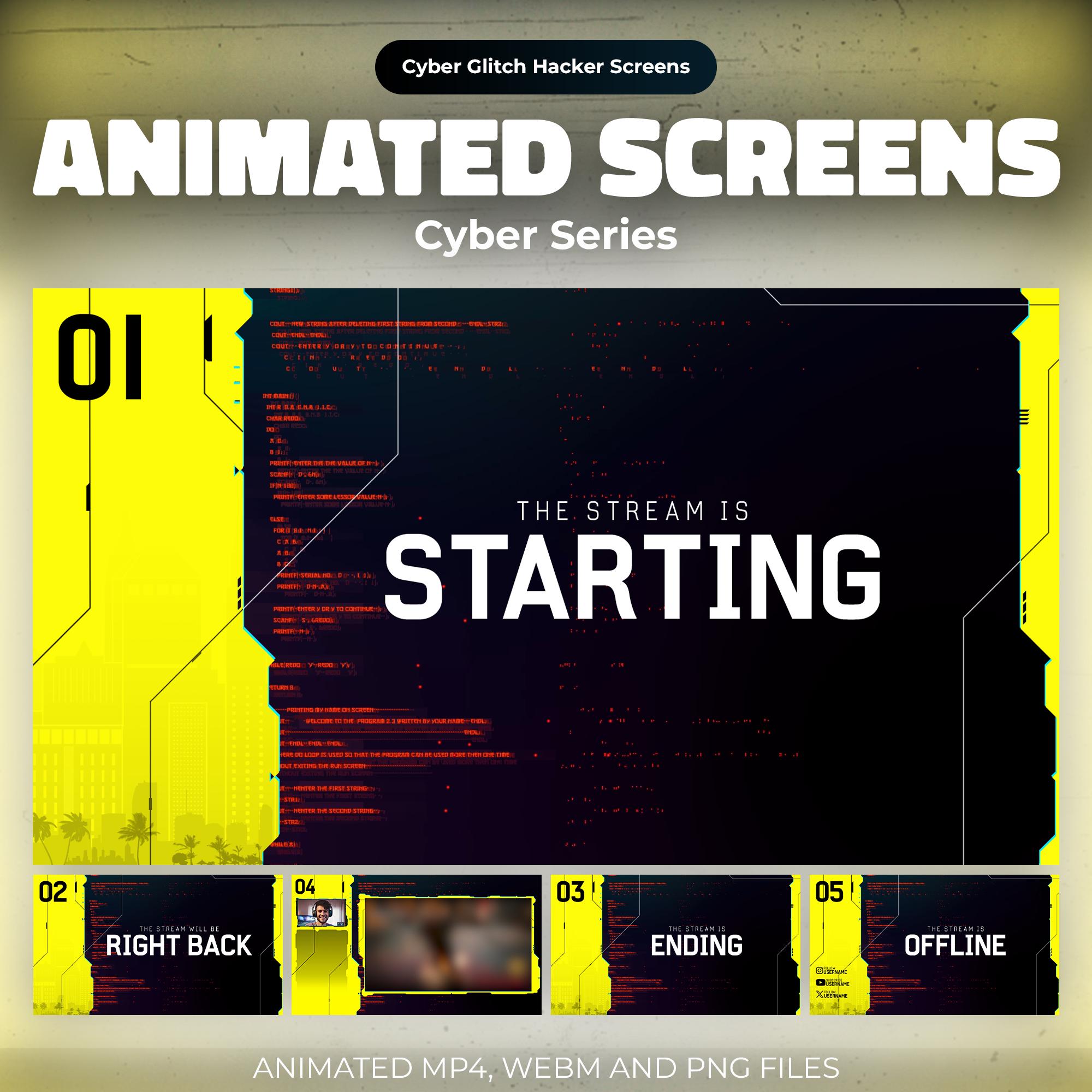 Animated Cyber Twitch Overlay Package for Streamers | Future Glitch Sci ...