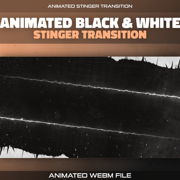 Animated Black & White Twitch Stinger Transition Overlay | Stinger Scene for Streamers | Dark Theme Modern Simple Lightning Animation | OBS