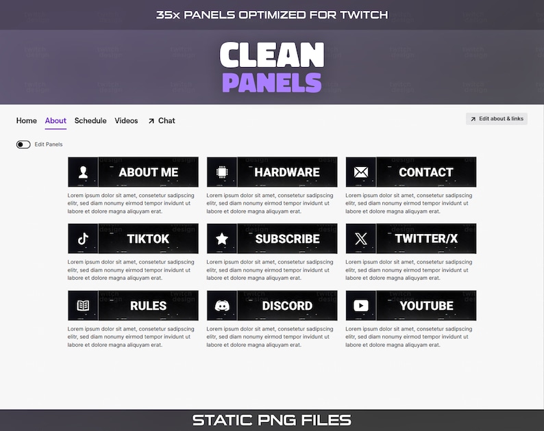 Dark Theme Twitch Panels: 35x Info Buttons Stream Set - Etsy