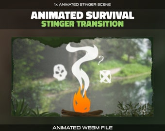 Survival Twitch Stinger Transition | Animated Stinger Scene for Streamers | Forest Camp Nature Plants Overlay | Cut Scene | OBS | SLOBS