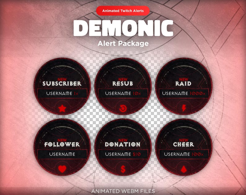 Demonic Twitch Alerts: Animated Dark Goth Horror Stream Overlay ...