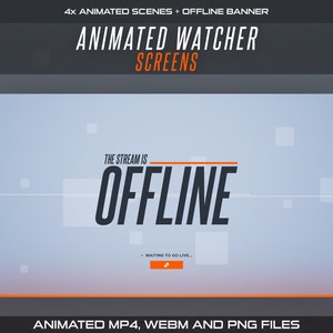 Animated Watcher Twitch Screens | Gray Starting, Be Right Back, Intermission, Ending Scenes and Offline Banner for Overwatch Streamers