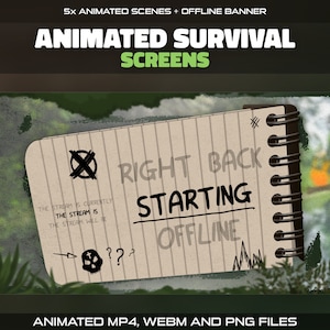 Animated Survival Twitch Screens for Streamers | Cozy Forest Nature Plants Starting, Be Right Back, Chatting, Ending Scenes & Offline Banner