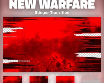 Red Glitch Stream Stinger Transition: Animated Warfare Overlay (WEBM File)