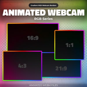 Animated Gradient Webcam Overlay: RGB Rainbow Stream Frame Border (WebM)