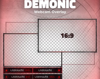Sovrapposizione webcam demoniaca animata: bordi del frame dello streaming Twitch in stile gotico oscuro (WEBM)
