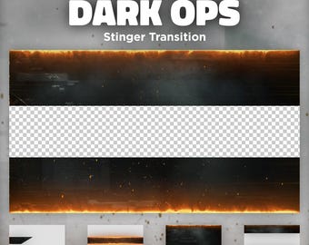 Animated Dark Ops Twitch Stinger Transition: Black & Orange Neon Fire Scene Switch for OBS (WEBM File)
