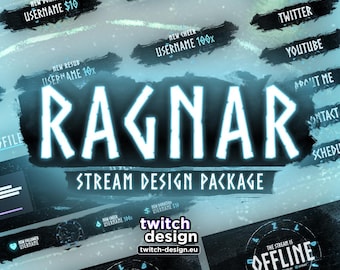 Paquete de superposiciones animadas de Ragnar Vikingo para Twitch / Conjunto para streamers nórdicos