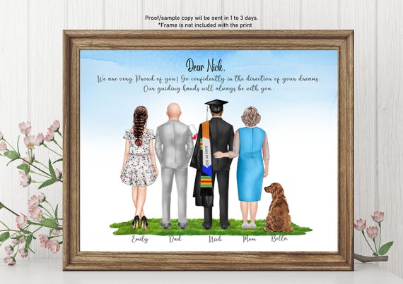 Custom GRADUATION FAMILY Print-personalized College Graduation With  Parents-custom Graduate Boy With Mom and Dad-graduation Gift for Parents -  Etsy
