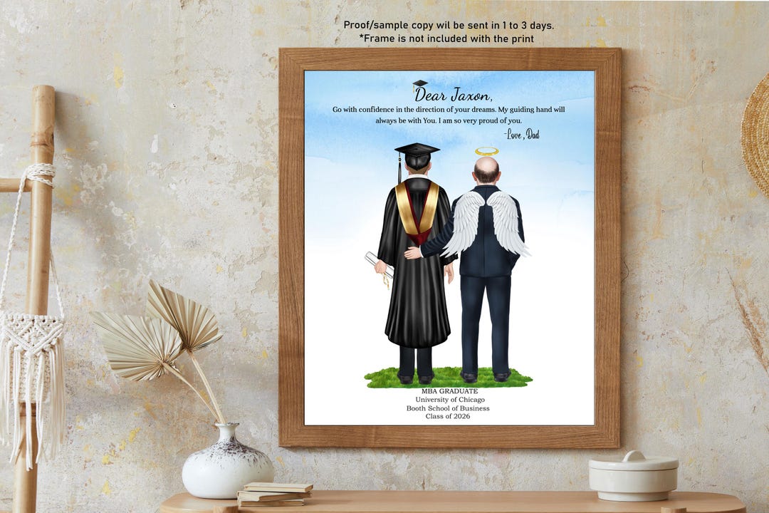 Missing Graduation Missing Dad Graduation Gift Personalized Print, Angel Dad Graduation ...