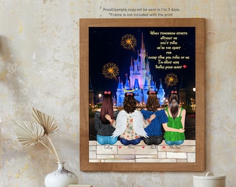 Retrato conmemorativo personalizado de Disney para mamá, regalo de duelo, impresión conmemorativa personalizada, regalo de recuerdo de Disney, pérdida de la madre, regalo conmemorativo de Disney