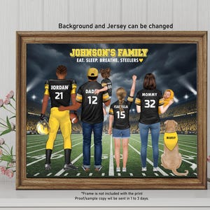 Steelers Family Personalized Print, Pittsburgh Steelers Home Decor, Custom NFL Football Wall Art, Steelers Fans Gift, Game Day Home Sign Art