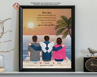 PERSONALIZED MEMORIAL GIFT for loss of son-Grief Gift for loss of son-Son In Heaven-In loving Memory of son-Sympathy Gift to Parent mom dad