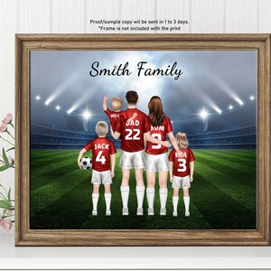 Personalized Football Family, Personalised Gifts for Dad, American Football Lover, Sport Family Print, Custom Father&#39;s Day Gift,Dad and Kids
