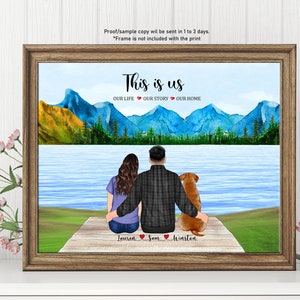 Mothers Day Gift, Print Gift for Dog Mom, Dog Dad Gift,Personalized Couple with Dog, Cats and Pets Print,Dog Family Gift,Mum Dad Dog wallArt