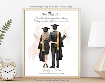 Personalised Couple Graduation Print, Graduation Gift to Boyfriend,Gift from Girlfriend, Graduation Gift,Graduation Gift for Him,Best Couple
