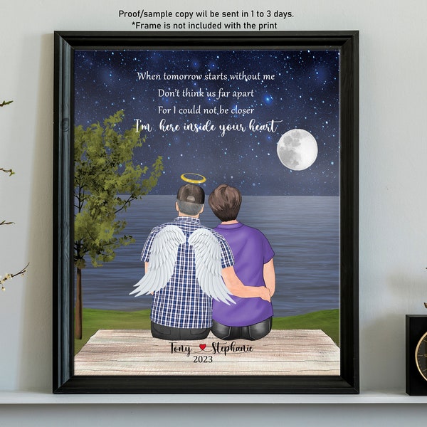 Loss of Husband Remembrance Gift Loss of Spouse Sympathy Sign Memorial Print Bereavement Gift for Wife Just lost Husband Memorial Frame Gift