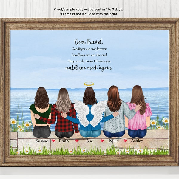 In Memory Of Best Friend Frame, Personalized Friend Memorial Print, Best Friend Memorial Gift, Friend Loss Bereavement Gift, Sympathy Gift