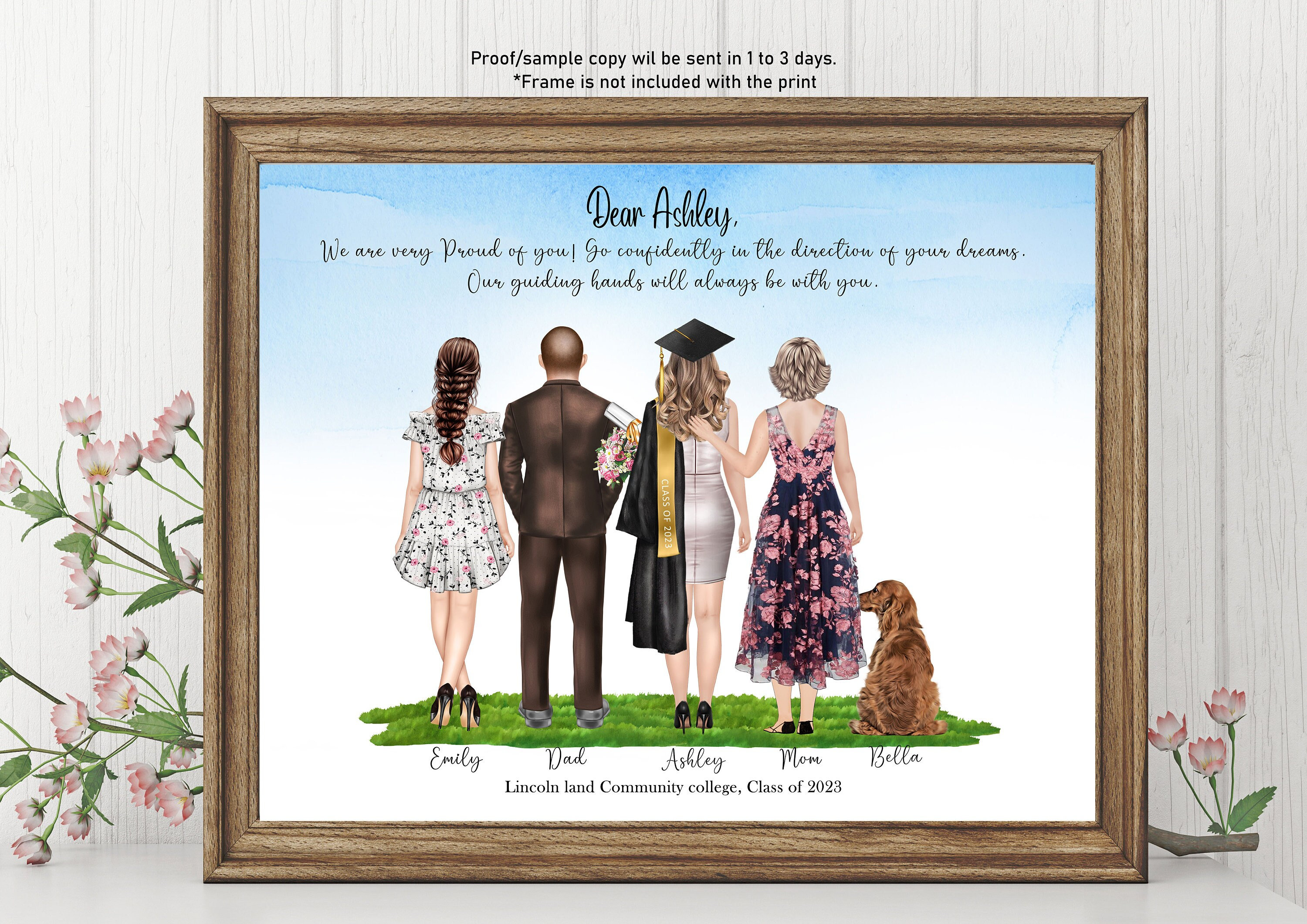 Personalized College GRADUATION FAMILY Print-custom Graduate Girl With  Parents-graduation Family Portrait-gift for Graduate-mom Daughter Dad - Etsy