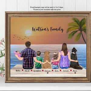 Personalized Family Print, Custom Family Gift, Family Dog Print, Personalized Family Portrait With Pets, Family Print, Christmas Gift Xmas